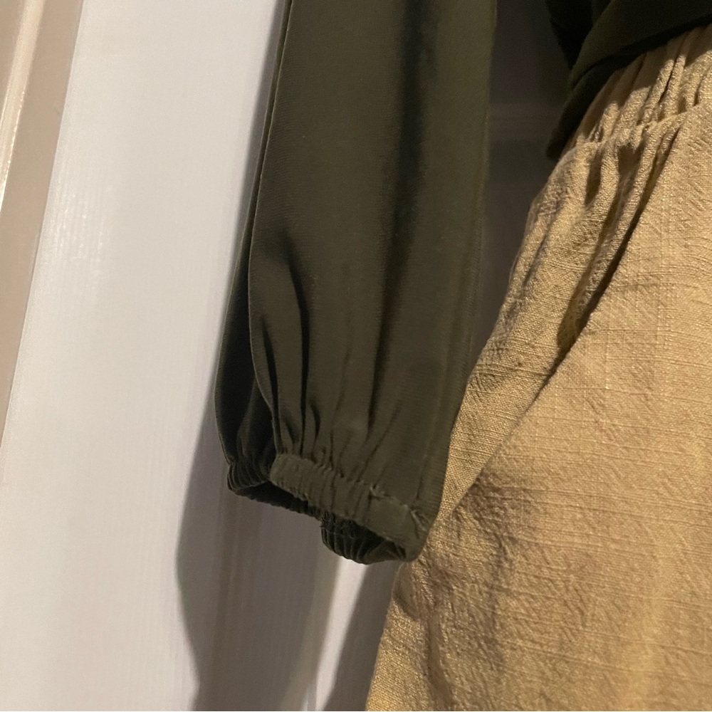 Vince Camuto Deep Olive V-Neck Long Sleeve Blouse All Season - Picture 7 of 7